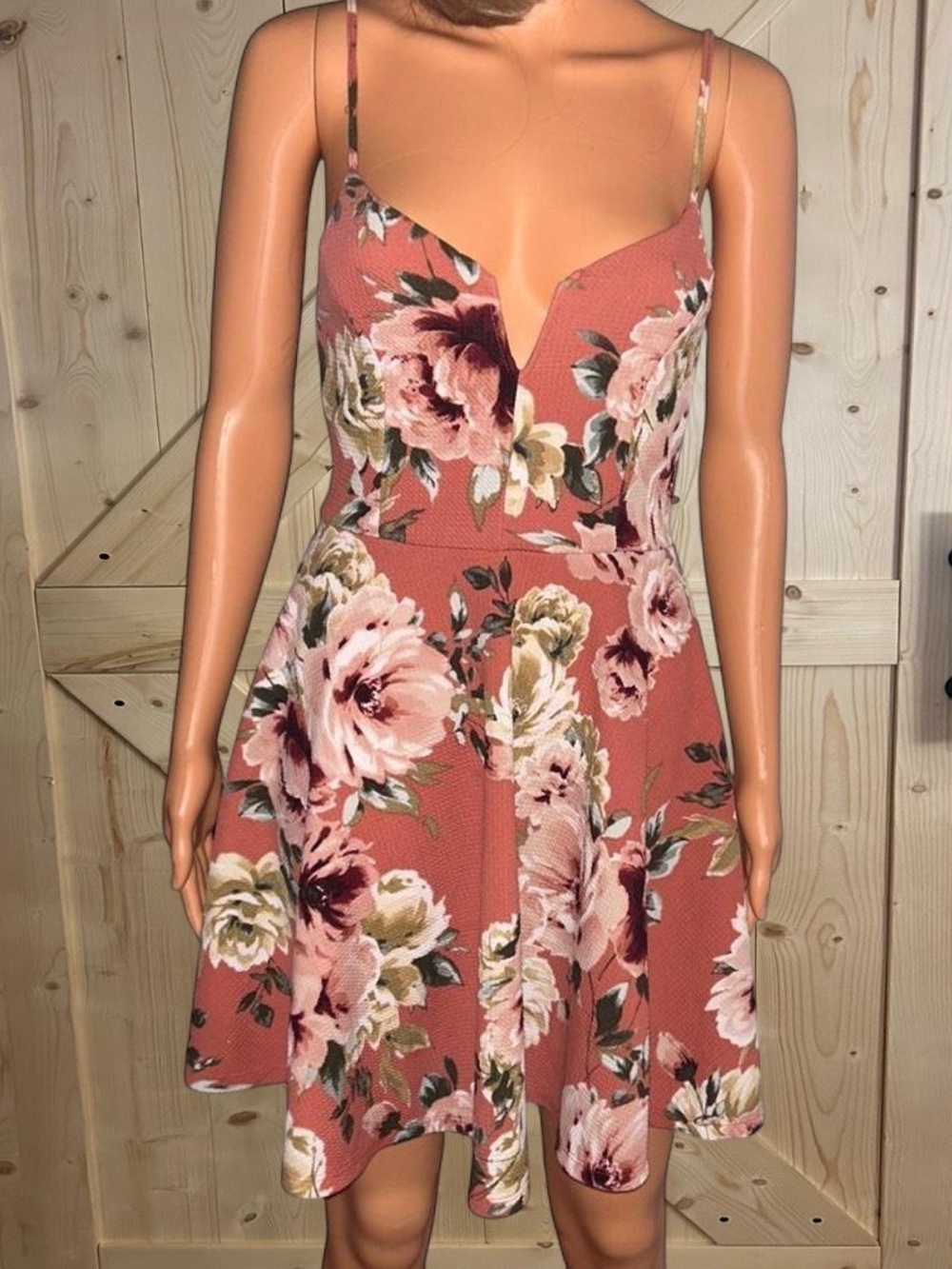 Haute Monde Dusty Rose Floral Spaghetti-Strap Mini Dress